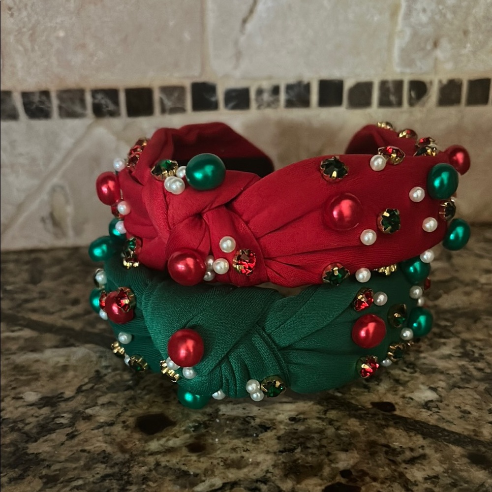 Festive holiday Red and Green Embellished Headbands - Picture 2 of 4